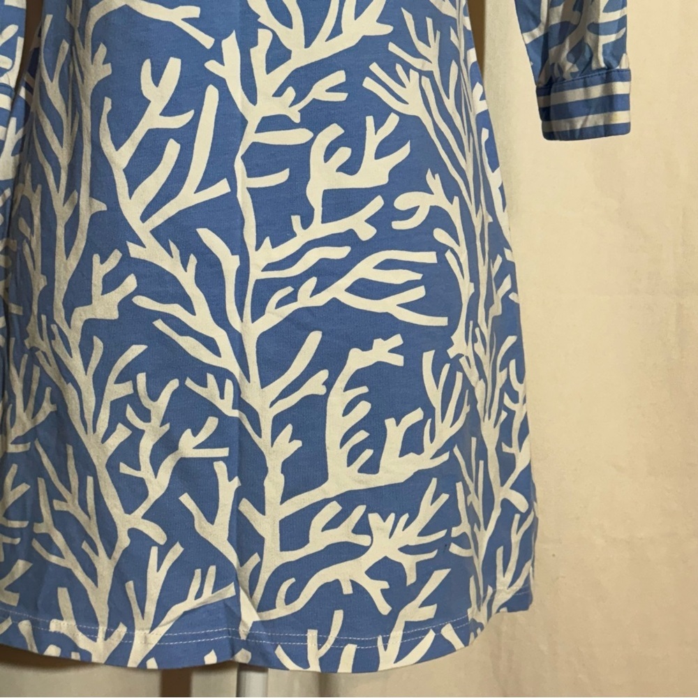 Barbara gerwitt // light blue, white coral print v neck dress sz small mpm - Picture 6 of 8